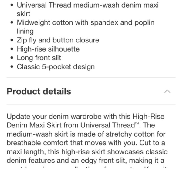 Women's High-Rise Denim Maxi Skirt
- Universal Thread Medium Wash new - Picture 10 of 11